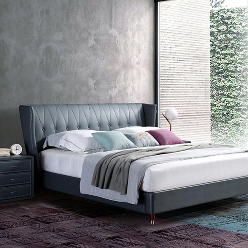 تخت کامل چرمی پیچیده از چوب جامد